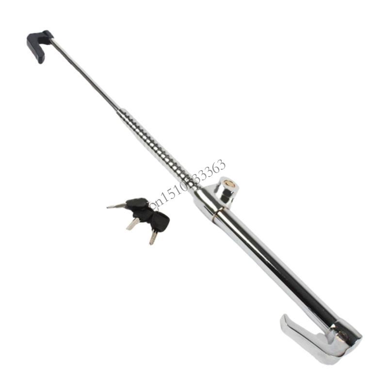 090E Car Extendable Double Hook Stainless Steel Steering Wheel Lock Clutch Pedal Lock