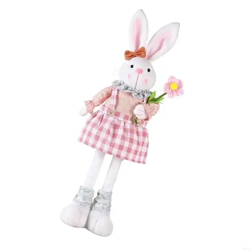 New 0Xxa Easter Rabbit Figures Adjustable Legged Easter Rabbit Figurine Home Ornament Decor