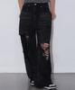CHICKS Beschädigte Cut-Out Jeans Schwarzer Denim