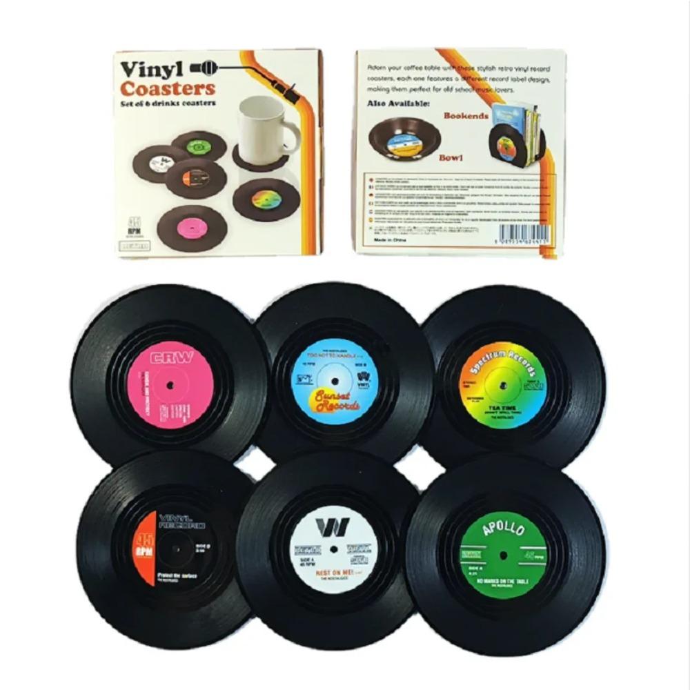Retro CD Record Coaster Colorful Vinyl Record Coasters Funny Mat Cup For Drinks Heat Resistant Non-Slip Pad Kitchen Accessories