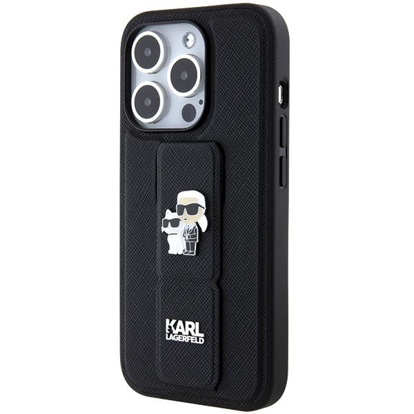 Karl Lagerfeld Klhcp14Lgsakcpk Iphone 14 Pro 6.1 Czarny/Black Hardcase Gripstand Saffiano Karl&Choupette Pins