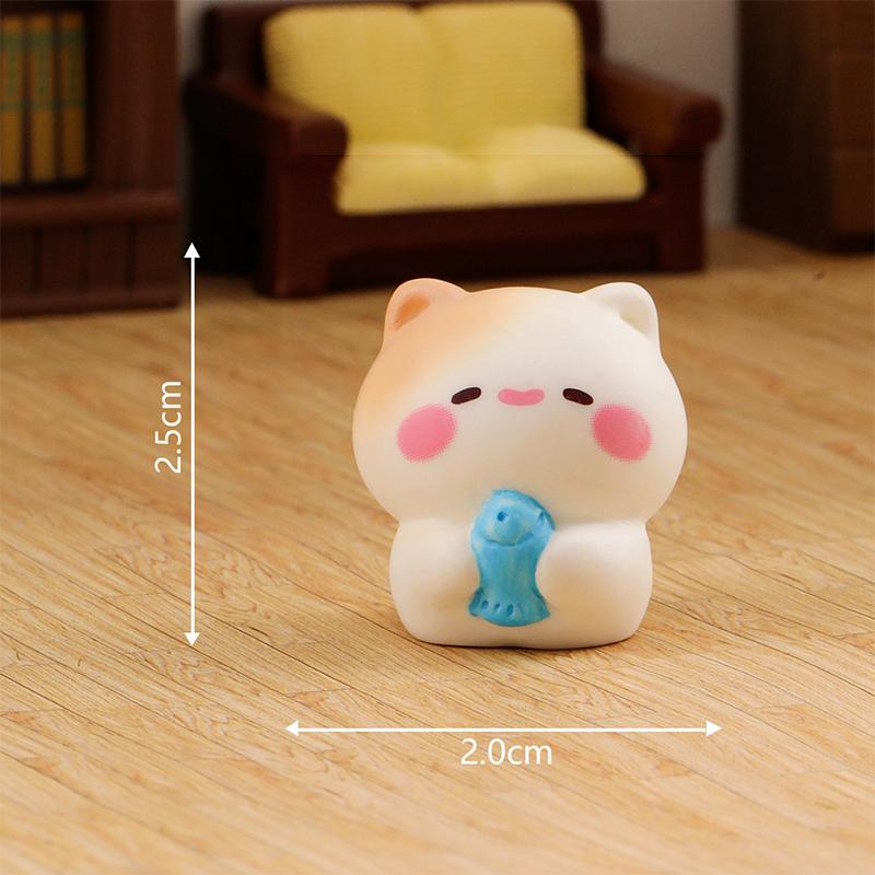 Cartoon Cute Happy Cat Ornaments Small Figurines Miniature Landscape Decoration Diy Home Desktop Children Accessories Gifts