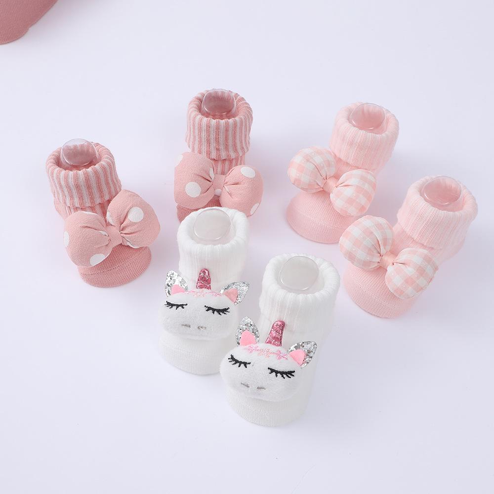 3 Pairs Newborn Baby Socks Cute Cartoon Animal Cotton Floor Socks Infant Thin Socks Breathable Kids Clothes Accessories
