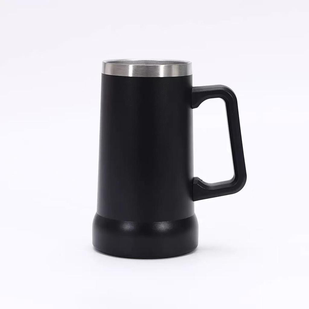 Large Capacity 24oz Brazilian Beer Mug, Insulated Stainless Steel with Double Layer Vacuum Handle