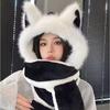 Keep Warm Fox Ear Hat Scarf Gloves Windproof Winter Plush Scarf NEW Scarf Gloves  Autumn Winter