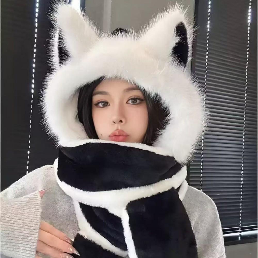 Keep Warm Fox Ear Hat Scarf Gloves Windproof Winter Plush Scarf NEW Scarf Gloves Autumn Winter