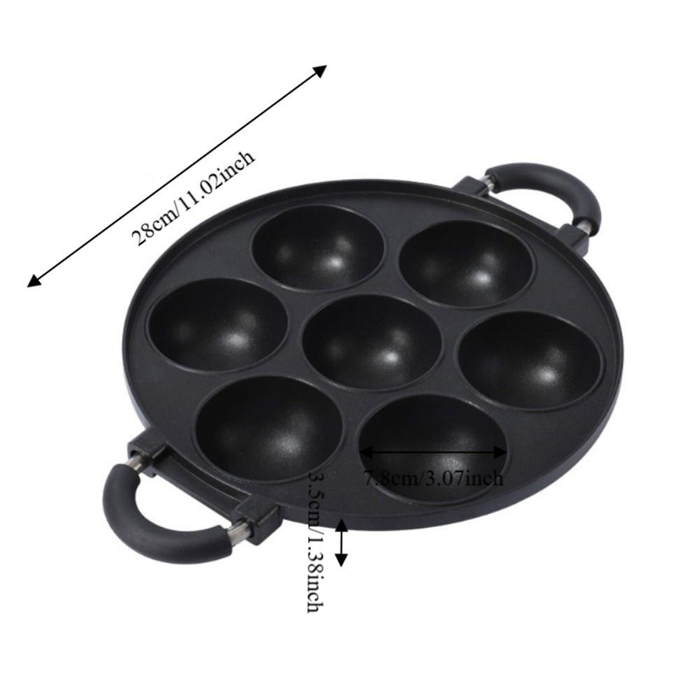 Aluminum 7-Hole Cake Cooking Pan with Oil Film Cake Ball Plate Cookware Takoyaki Maker Biscuit