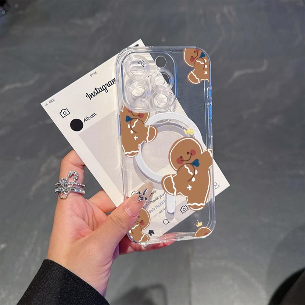 Carcase transparente Magsafe AC104 Crăciun Crăciun fericit pentru Samsung S23 S24 Ultra S21 FE iPhone 16 Pro Max, cu încărcare wireless magnetică