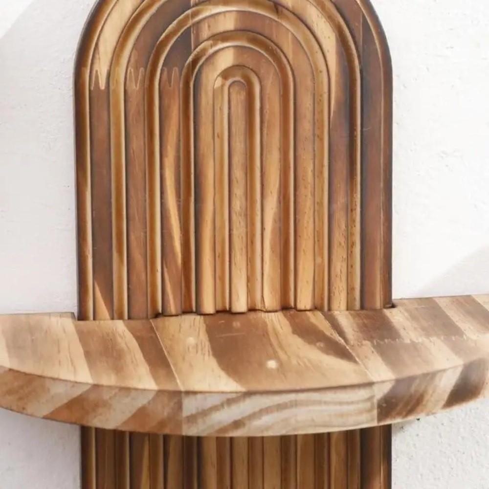 Oval Threaded Wooden Wall Shelves Natural Artistic Wooden Stand Wall Mounted Shelf Living Room