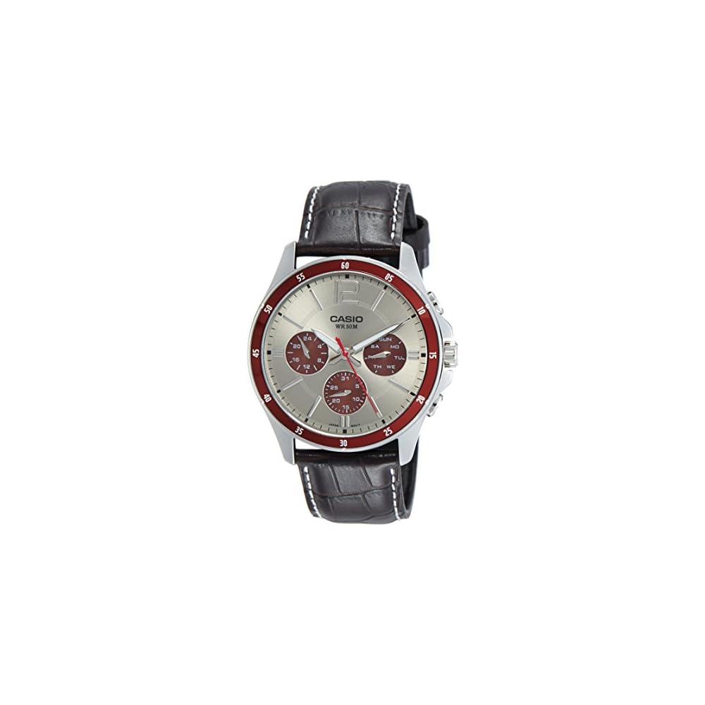 Casio MTP-1374L-7A1VDF Men s Quartz Wristwatch Leather Band Silver Dial