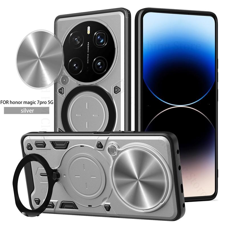 Slide Lens Push Window Armor Shockproof Case For Honor X8C X9C X9a X9B X8B Alloy Finger Ring Holder Magnetic Kickstand Cover For Magic 7 6 Pro 5 Lite