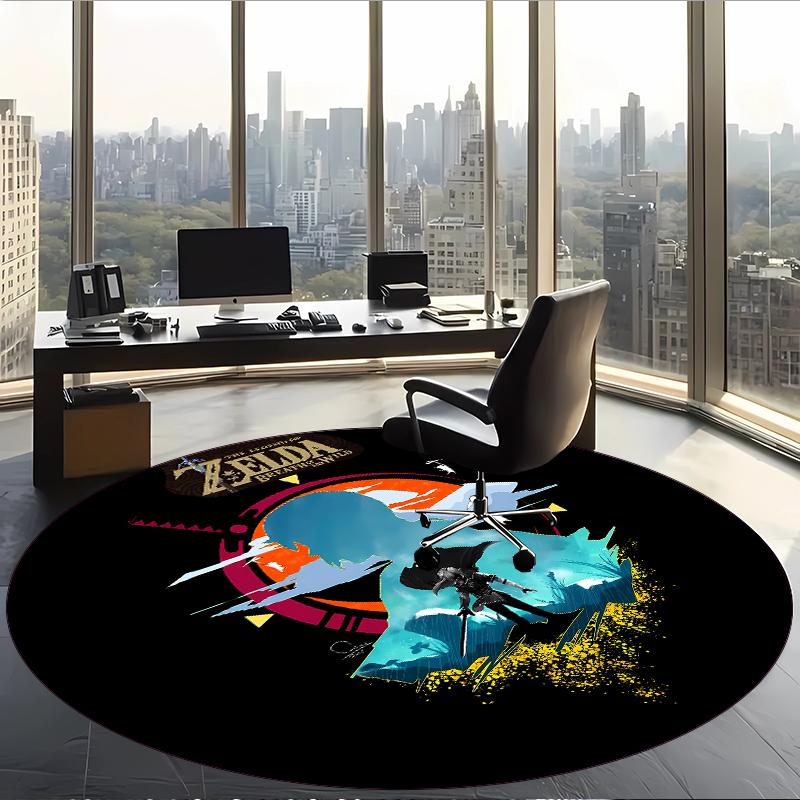 Zelda (1) Round Office Rug Decorative Floor Rug for Office Bedroom Living Room and Home Space