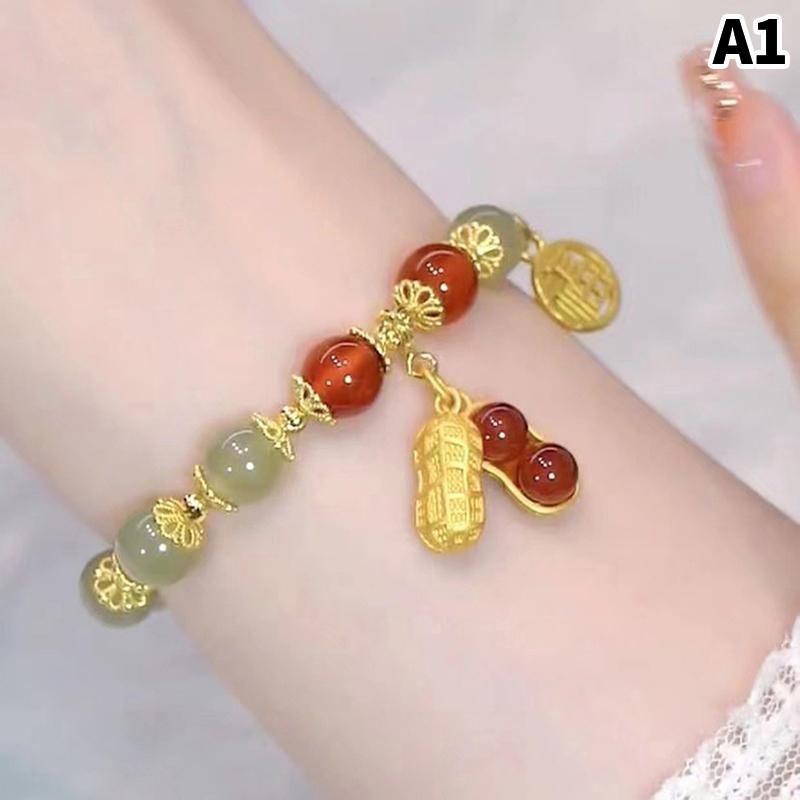 

Hot 1Pc Fashion Girlfriend Peanut Bracelet Female Harajuku Imitation Hetian Jade Temperament Bracelet Jewelry Bracelet Gift