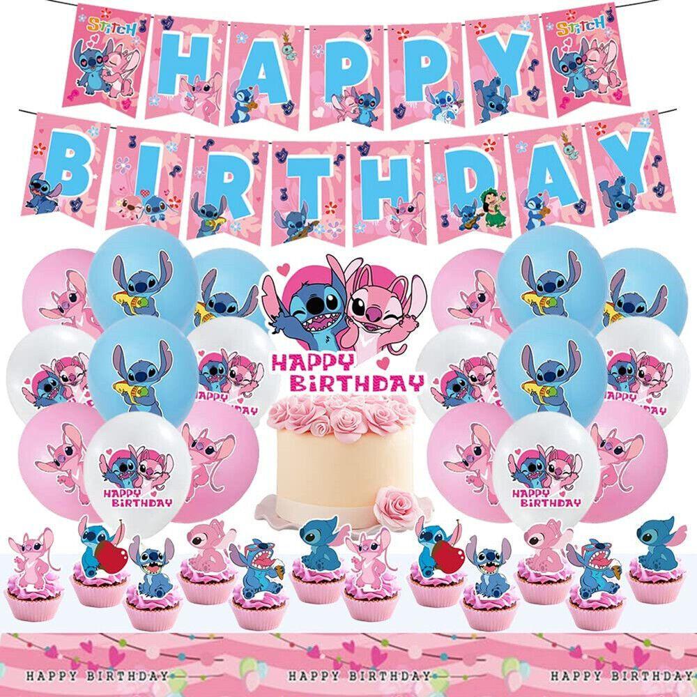 Lilo Pink Stitch Birthday Party Decorations Supplies Tableware Banner Balloon