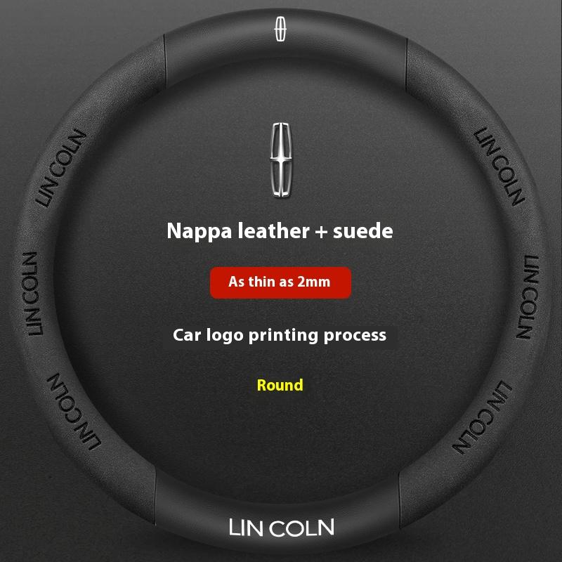 

For Lincoln Z MKZ MKT MKC MKX MKS Navigator Aviator Nautilus Corsair Continental Leather Suede Antislip Car Steering Wheel Cover