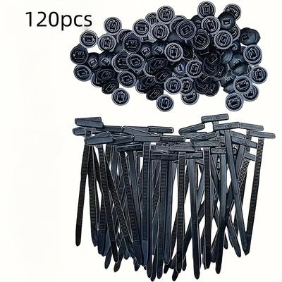 120PCS Multifunctional Cable Tie Retaining Nail, Durable Nylon Cable Tie Clamp-Self-Locking Zipper Retainer Pin and Button Design