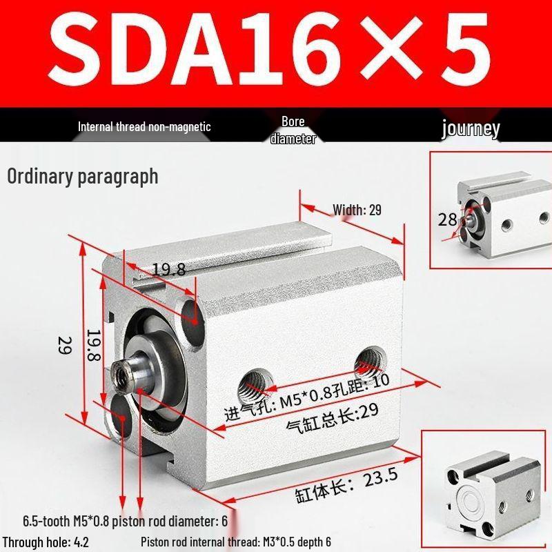 SDA Series Pneumatic Cylinders: Sizes 12 to 100mm, Stroke 35 to 90mm