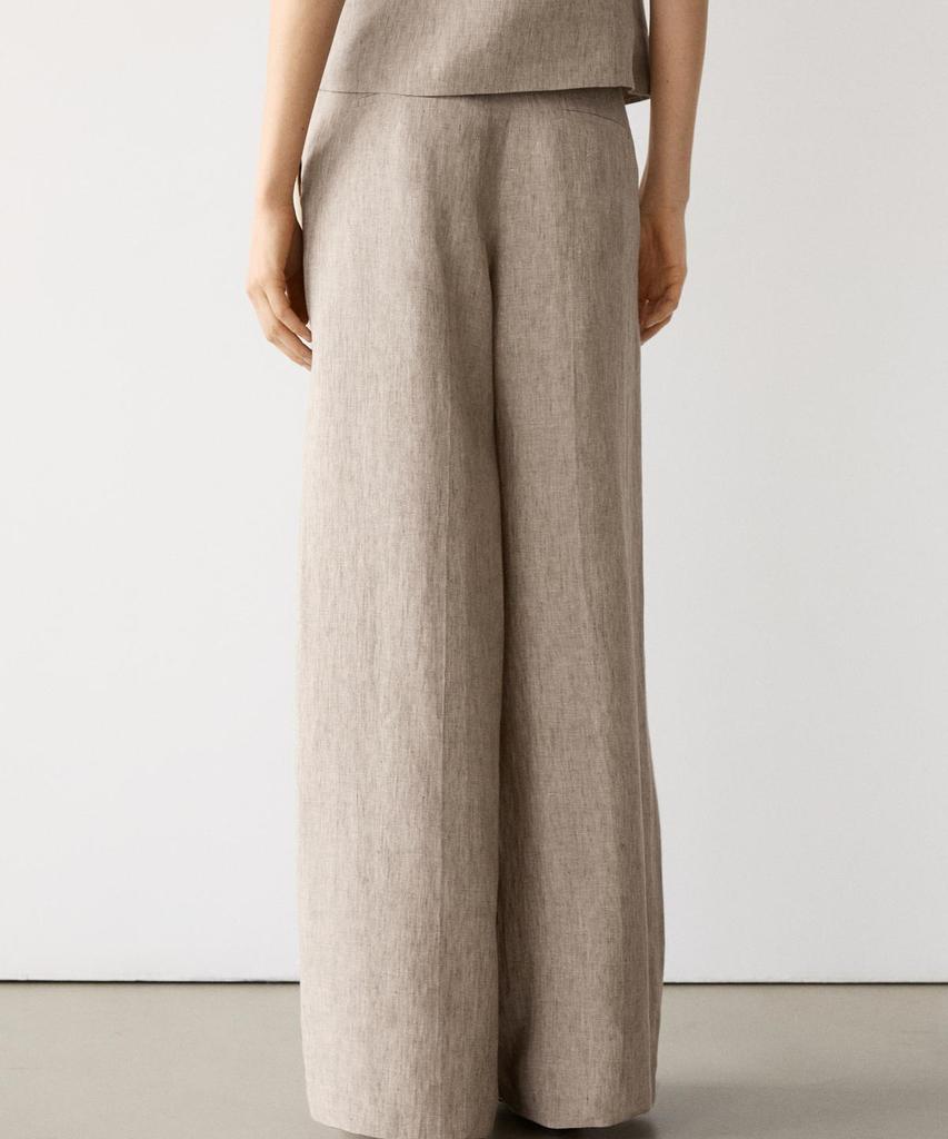 Masimodutti Melange Linen Pleated Pants