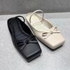 Xiao K autumn new flat bottom one word with bow square head slippers women