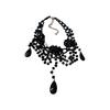 Dark Style Multi-Layer Teardrop Seed Bead & Crystal Flower Necklace - Punk & Elegant Women’s Clavicle Accessory
