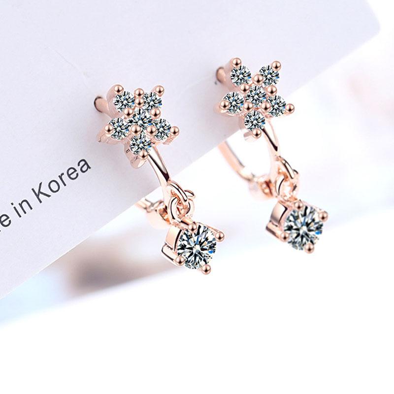 New Arrival Female Pendientes 925 Sterling Silver Flower Micro Pave AAA Zircon Earrings for Women Girl Jewelry Oorbellen Brincos
