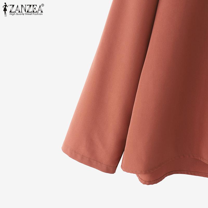 ZANZEA Dámská halenka s límečkem, jednobarevná, volná, s dlouhým rukávem