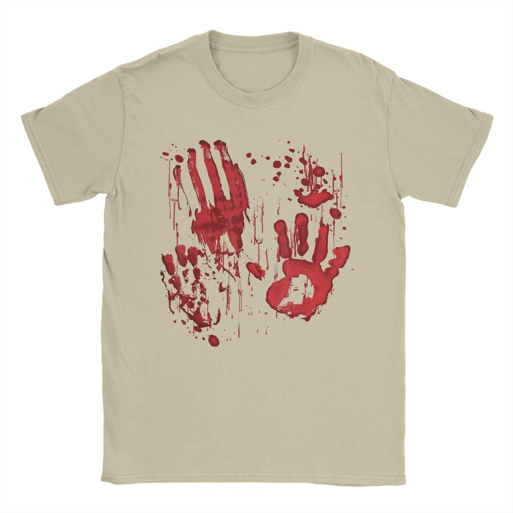 Bloody Hands Blood Splatter Zombie Men T Shirt Handprints Tees Short Sleeve Crew Neck T-Shirts 100% Cotton New Arrival Clothes