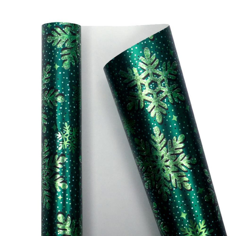 43x300cm Gilded Christmas Gift Wrapping Paper Christmas Snowflake Bow Flower Bouquet Packaging Paper for Party Decorations
