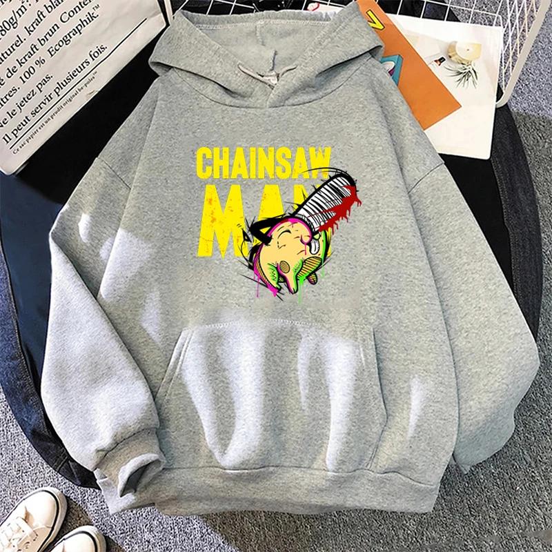 Anime Chainsaw Man Printed Hoodie Women Men Funny Casual Fashion Punk Long Sleeve Tops Autumn Winter Fleece Pullover Sweatshirts