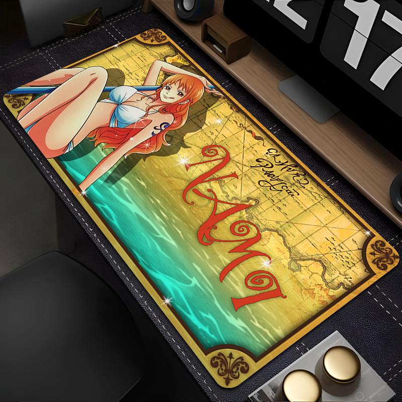 

E-sports Mouse Pad one piece Nami Computer Smooth Flexible Rubber Gamer Computer Keyboard Pad Kawaii Edge White Mosuepad 30x60x0.2cm