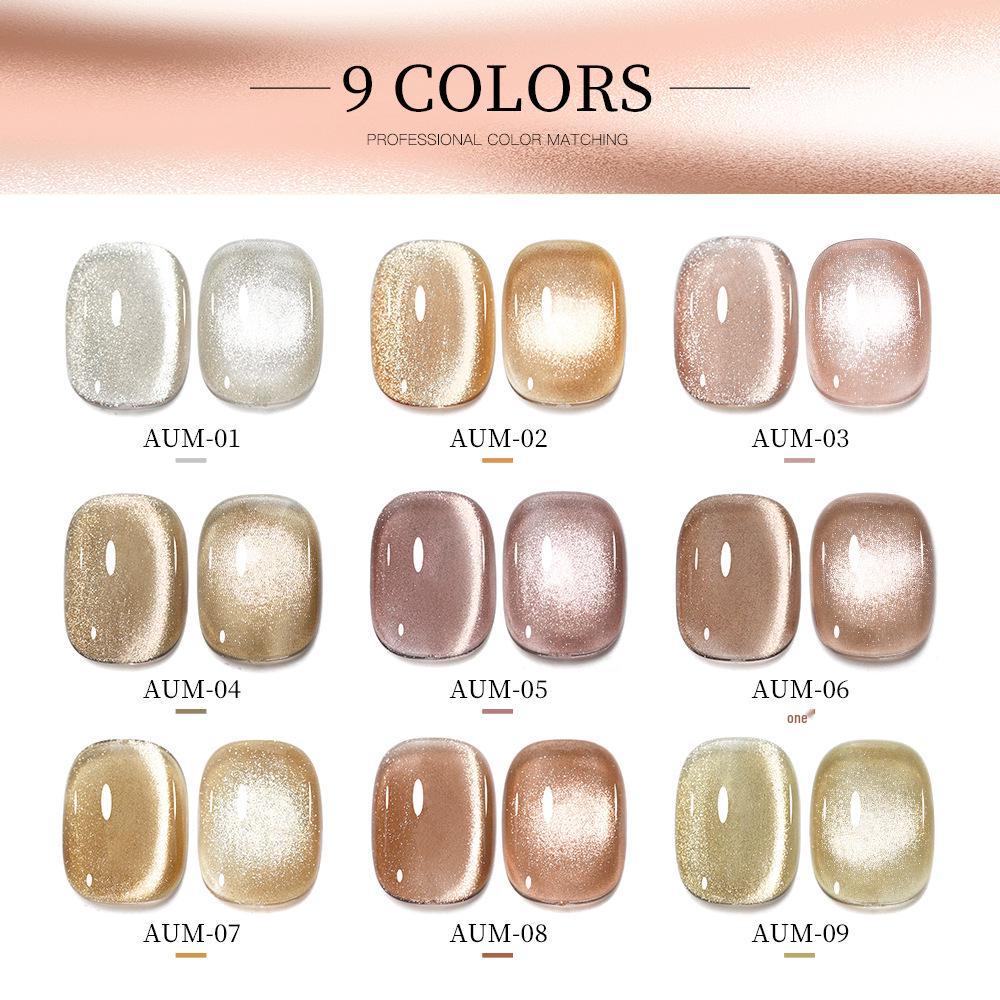 Champagne Cat Eye Gel Nail Polish - Whitening Manicure for Autumn/Winter