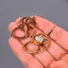 Rainbow Moonstone Stone Copper Electroformed Dangle Mother Gift Earrings Jewelry V-106