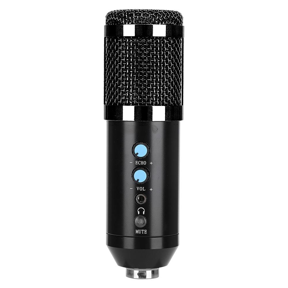 Kondensatormikrofon Stabiles USB-Tischstativ-Mikrofon Hohe Empfindlichkeit Einstellbarer Winkel für PCSchwarz