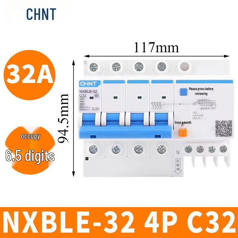Chint Leakage Protector Circuit Breaker: 2P, 1P3P+N, 4P with Leakage Protection (32A, 20A, 40A, 63A) Air Switch