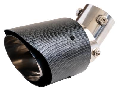 Mukojima Automotive Parts Manufacturing Rovný řezák na tlumiče pro nerezovou ocel s nastavením úhlu (MY-44) Sklopené tlumiče, vzhled karbonu