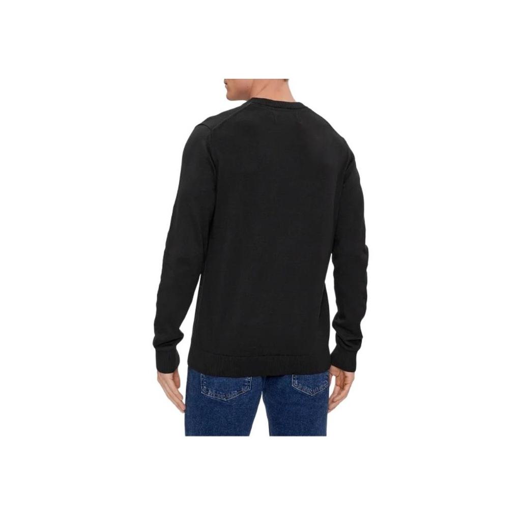 Calvin Klein Solid Color Round Neck Letter Long Sleeve Sweater Men Sweater Black J30J324974-BEH