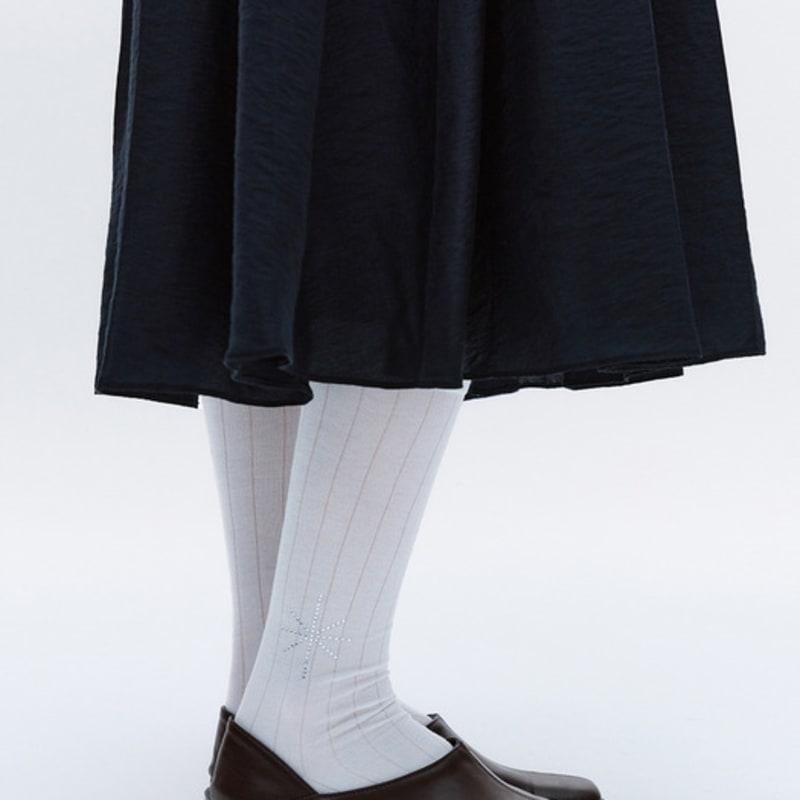 SALTY PEBBLE GLITTERING GEM RIBBED SOCKS [white]