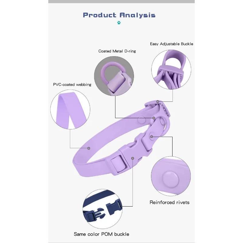 Waterproof PVC Dog Collar Soft Plastic Rubber Puppy Collar with Safety Buckle Adjustable Pet Collars for Small Medium Large Dogs