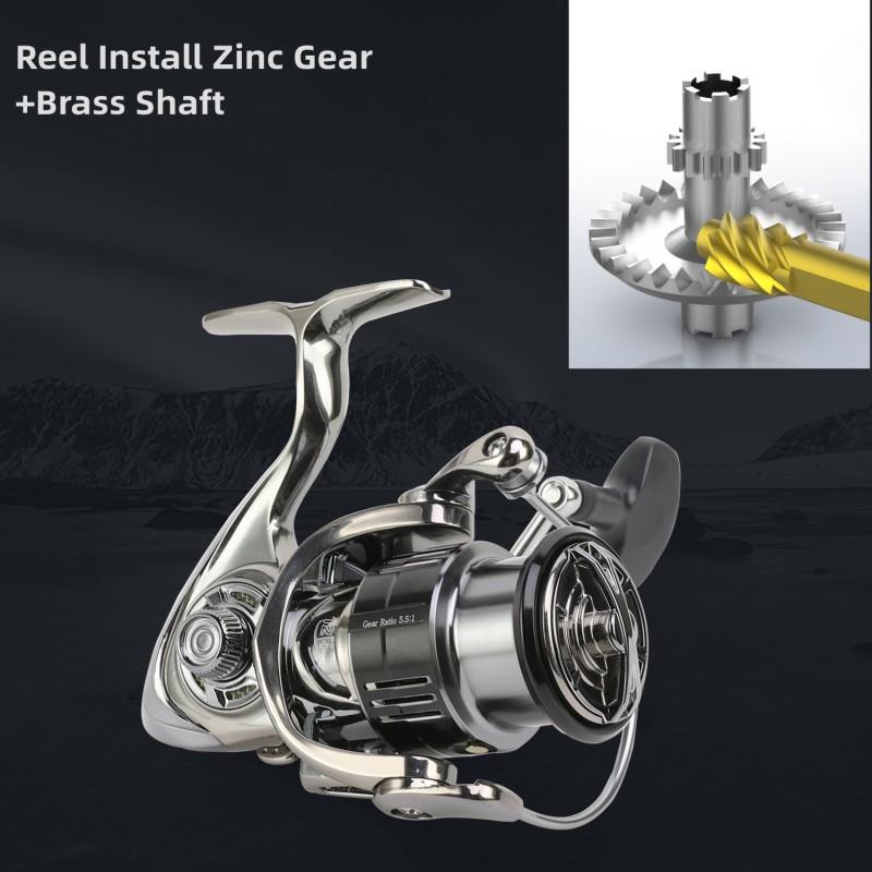 Mavllos Kołowrotek spinningowy Relos Trout z hamulcem o mocy 15 kg i współczynniku 5,5:1 Aluminiowa płytka szpula Kołowrotek karpiowy na szczupaka Bass