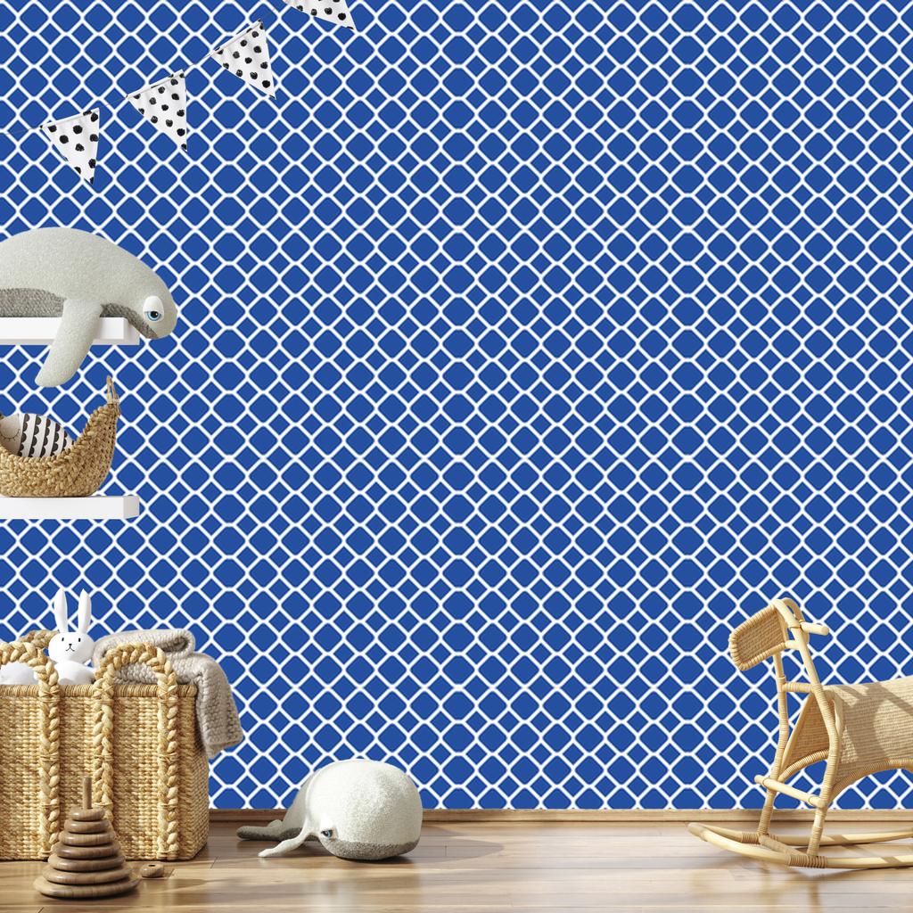 Wallpaper Geometric Pattern Blue and Azure for Living Room and Bedroom 50x1000