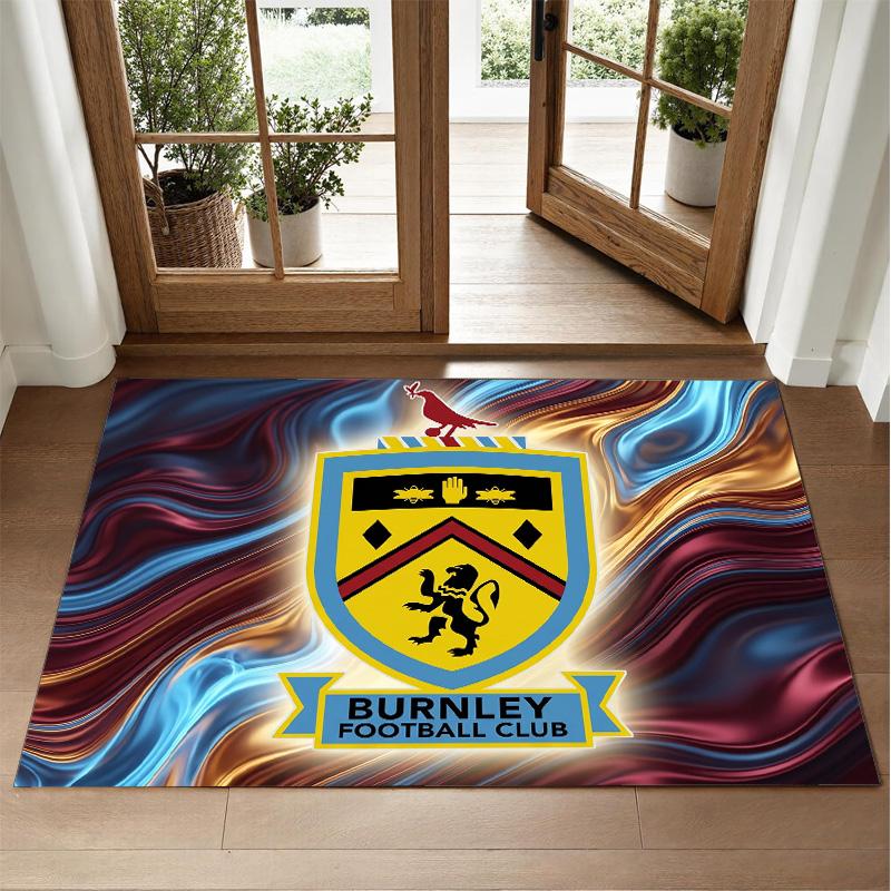 Burnley Football Design Crystal Velvet Rug Soft Decorative Mat for Bedroom Entrance