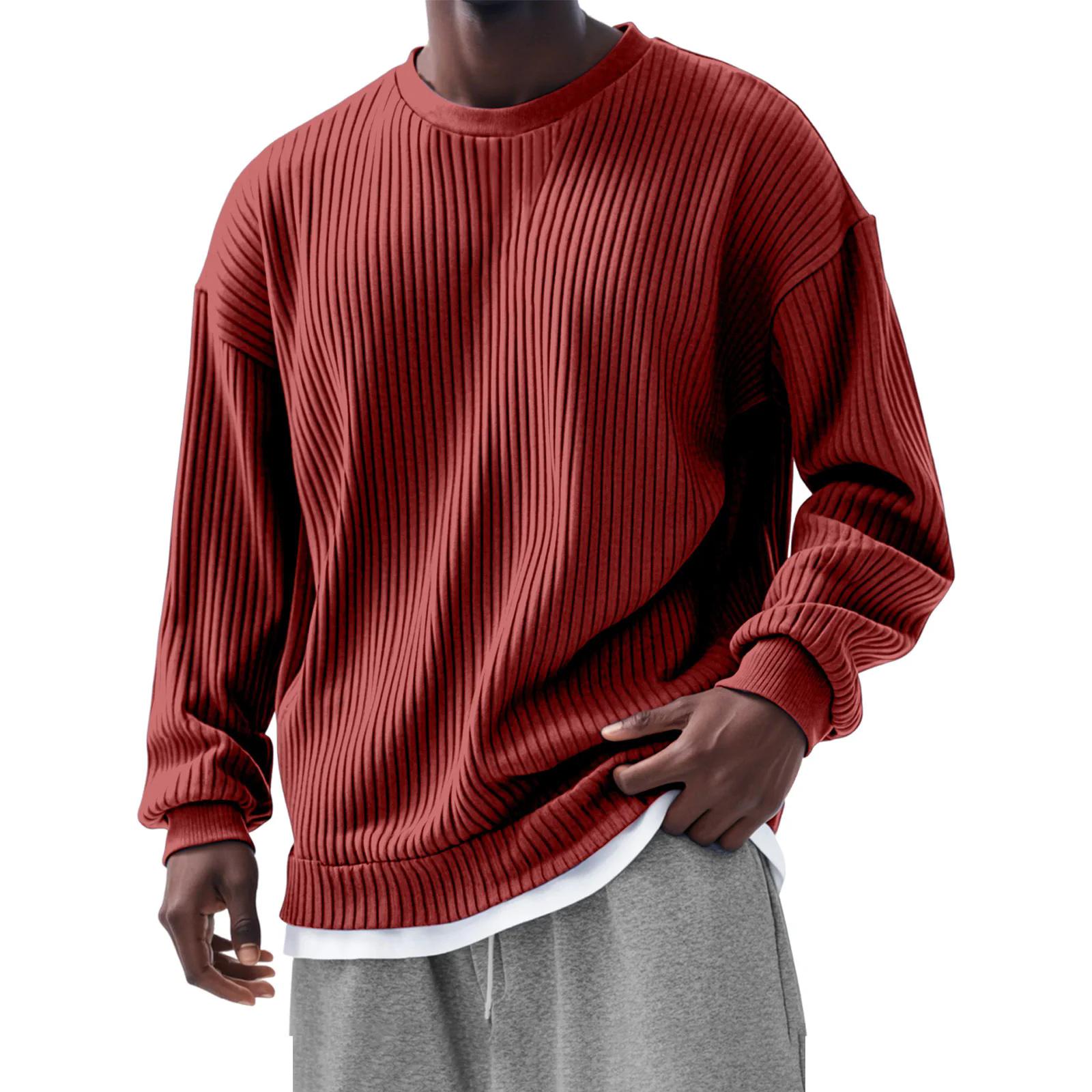 

Мужской свитшот с длинными рукавами, круглым вырезом, имитацией двух частей, повседневный, уличный топ, свободный спортивный пуловер, худи S красный