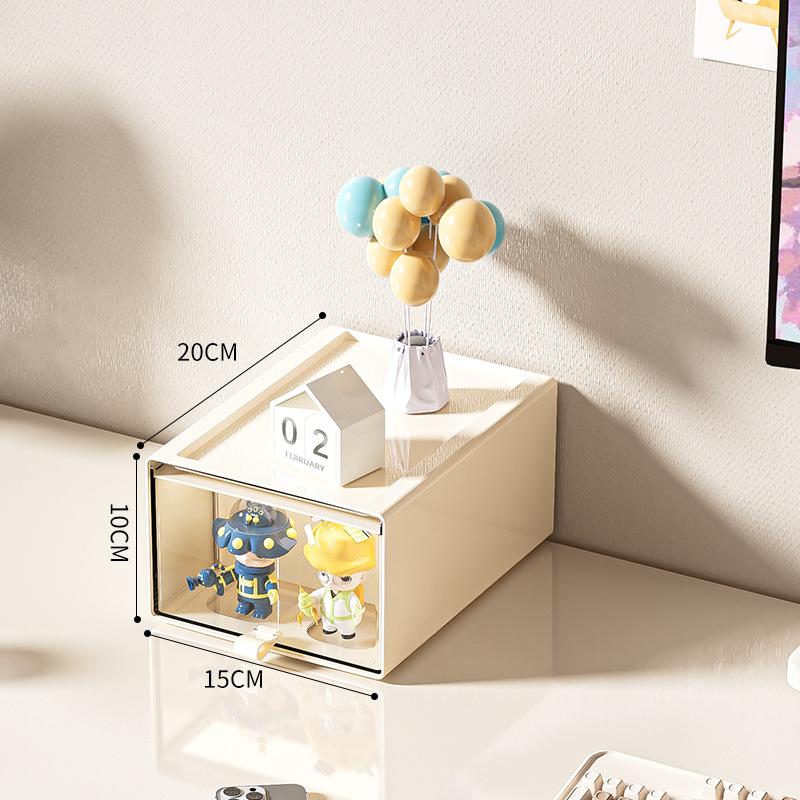 Drawer-style Desktop Storage Box Transparent Visual Dustproof and Waterproof for Storage of Figures and Office Debris