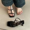 French simple temperament square head thin heel open-toed sandals women's 2025 summer new fashion versatile high heels