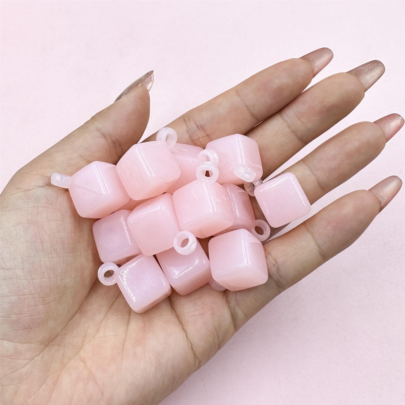 

Квадрат для ручной работы для изготовления браслетов и сережек, свободные бусины, ювелирные аксессуары, акриловый модный материал, желейный цвет «сделай сам», 20 шт., 14*25,6 мм, аксессуары розовый