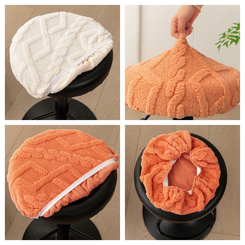 Thickened Comfortable Cotton Fleece Round Household Dust Cover for Bar Stool, Chair Seat Cover
