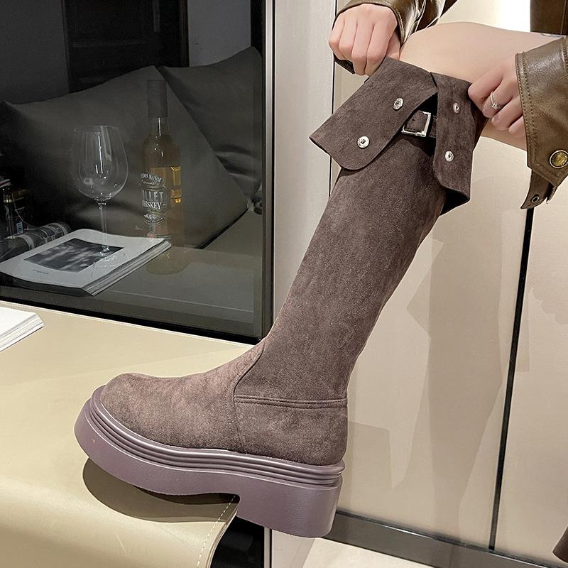 In Autumn and Winter, Wear Women's Two Thick-soled Over-the-knee Boots, Knight Boots, Tall New Boots, Thin and Small, Folded