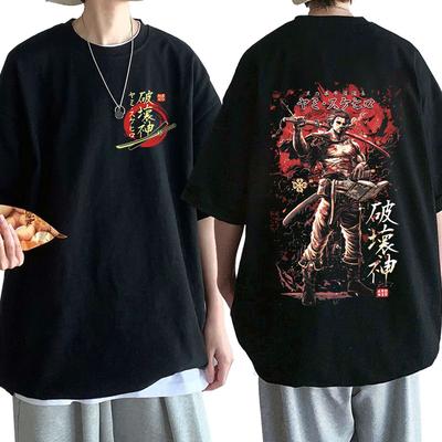 Japanese Anime Black Clover T Shirt Yami Sukehiro Double Sided Graphic Print T-shirts Harajuku Streetwear Tee Shirt Oversize