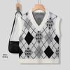 Damen Argyle Strick V-Ausschnitt Pulloverweste für Herbst/Winter