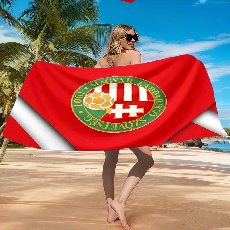 Hungarian Football Emblem Beach Towel, Quick-drying, Easy to Care for, Suitable for Both Fitness and Beach Vacations,Sports Essential